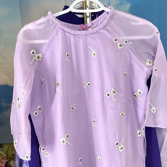 ao dai cach tan suong, Vietnamese modern contemporary long dress set l 4 purple - Picture 1 of 5